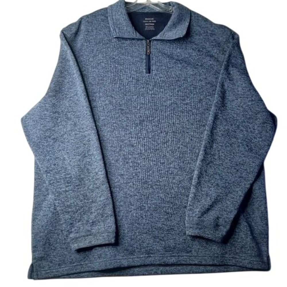 Haggar Quarter Zip Pullover Mens Blue Cool 18 Pro Space Dye Mock‎ Neck Sweater - Picture 1 of 3